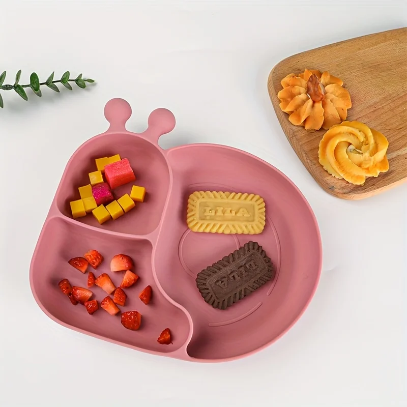 New Silicone Baby Food Plates with Suction Cups, Cartoon 3-Grid Dinner Plate, Anti-Drop Children's Feeding Tableware - Image 12