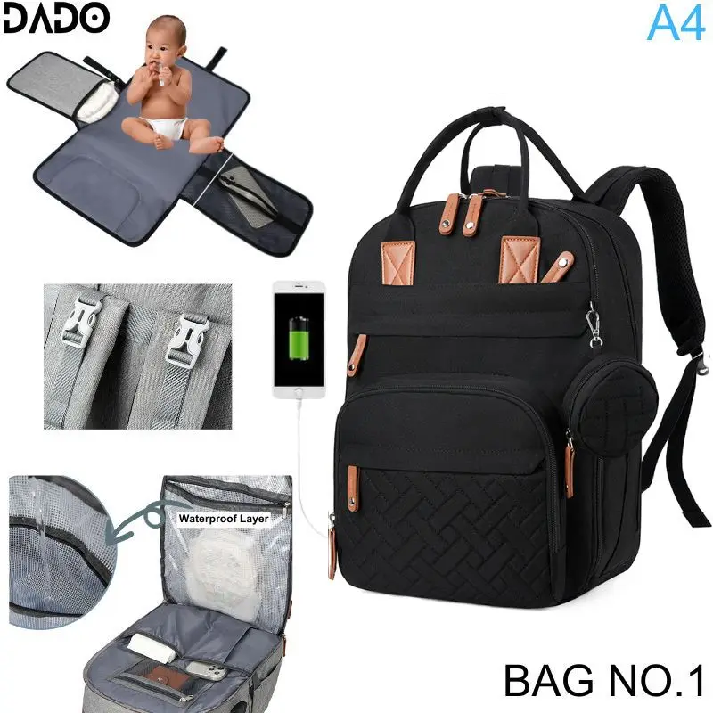 Diaper Bag Backpack Baby Essentials Travel Tote Multifunction Waterproof with Changing Station Pad Stroller Straps Big for Mommy - Image 12