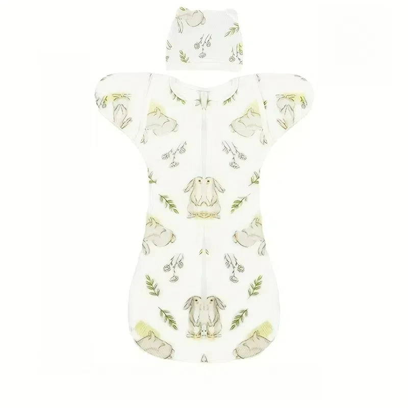 1pc Surrender-Style Baby Sleeping Bag- Dual Zipper Design, Soft and Breathable, Newborn Wearable Blanket with Bonus Hat - Image 7