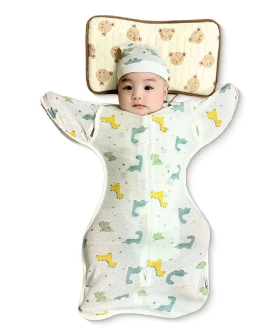 1pc Surrender-Style Baby Sleeping Bag- Dual Zipper Design, Soft and Breathable, Newborn Wearable Blanket with Bonus Hat