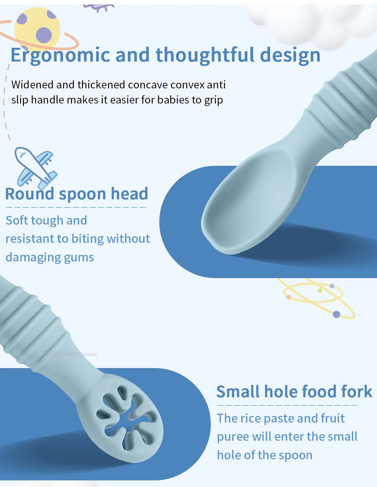 2pcs Baby Learning Spoons Set Baby Silicone Grinding Training Spoon Liquid Food Spoon Fork Utensils Baby Feeding Tableware - Image 14