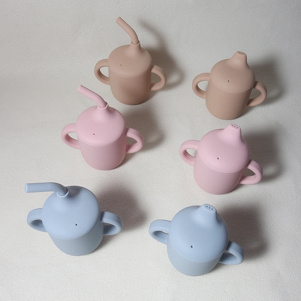 New solid 180ML Baby Silicone Sippy Cup BPA-Free Portable Feeding Cup Portable Learning Hand Shank Drinking Water training Cups - Image 17