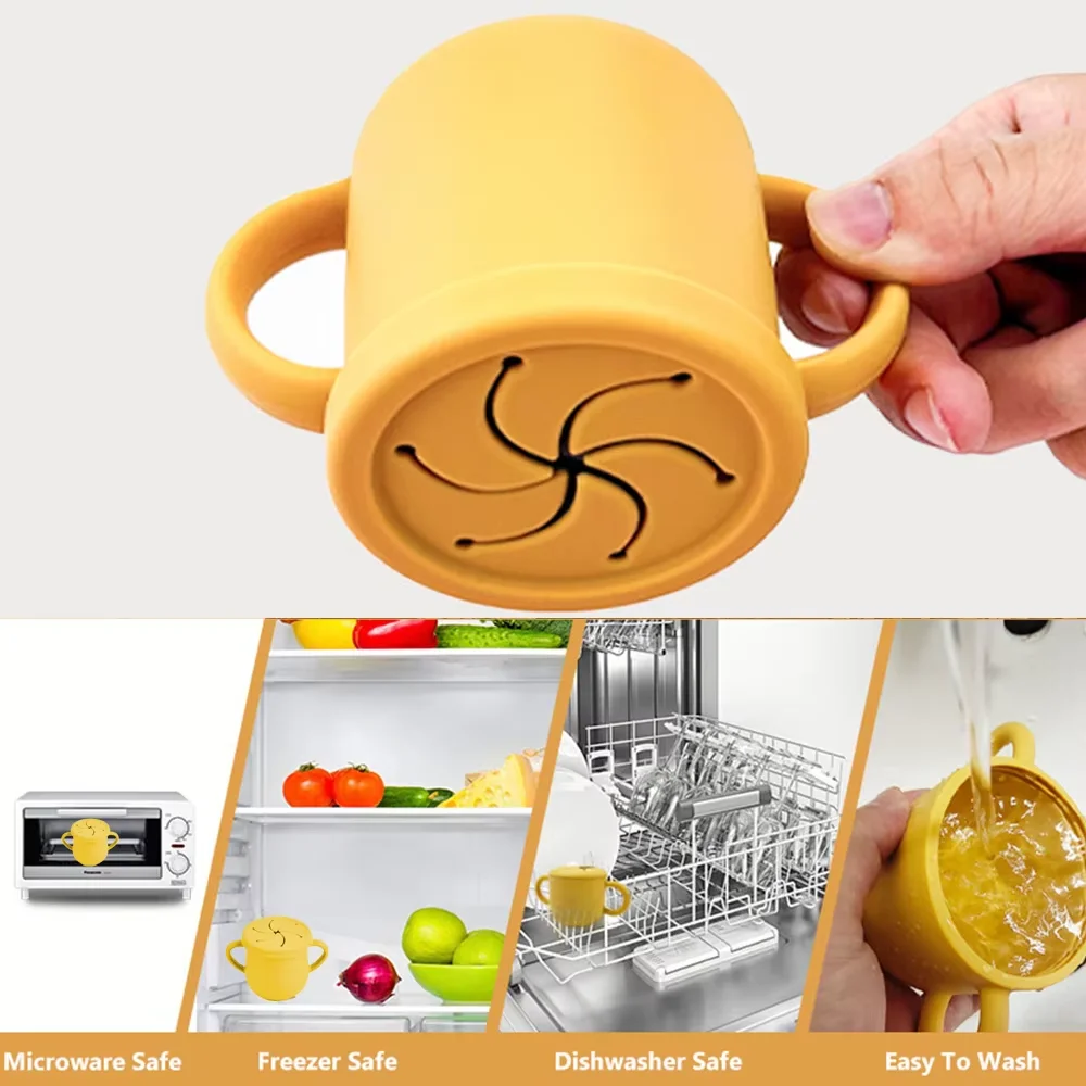 Silicone Baby Straw Cup - Cute Training Sippy Cup with Handles, Straws, Lids - Reusable Snack Cups Feeding Supplies for Toddlers - Image 19