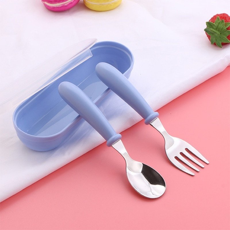 3pcs Children Spoon Forks Box Kids Stainless Steel Kids Cutlery Portable Baby Feeding Utensils Baby Spoons Baby Tableware Set - Image 14