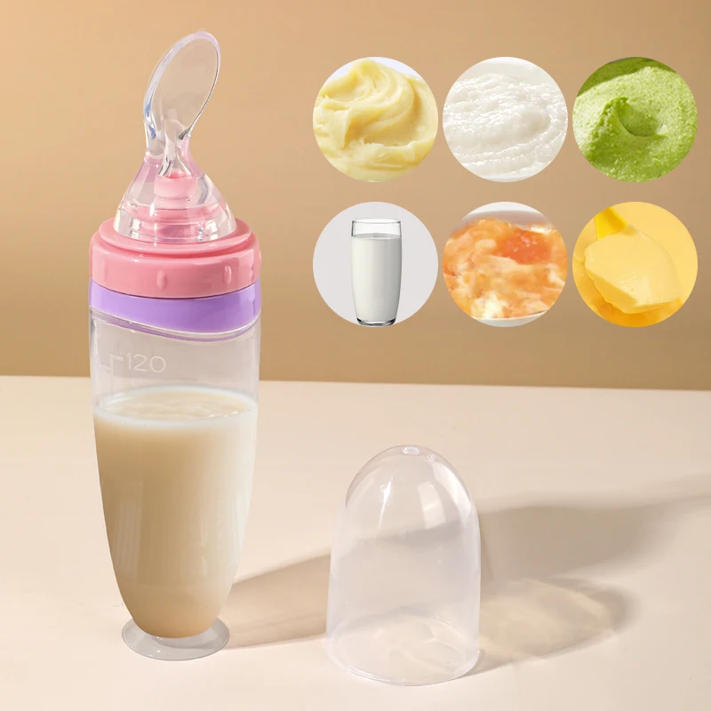 120 ml/4oz Infant Baby Liquid Silicone Food Squeeze Feeder | Fruit Puree & Rice Paste Dispenser | Detachable Spoon - Image 5