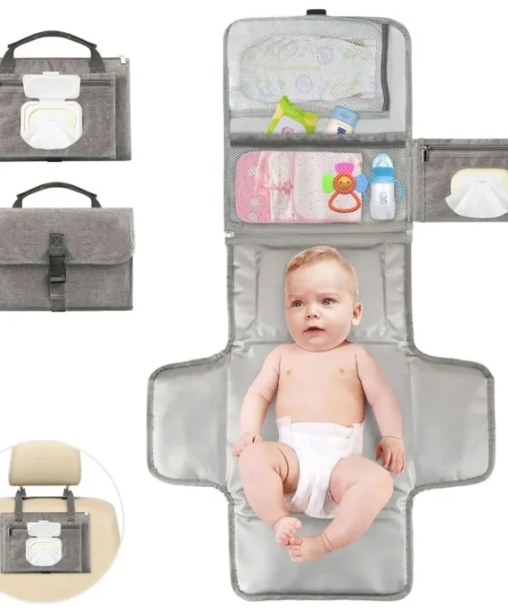 Portable Diaper Changing Pad Portable Baby Changing Pad with Pockets Waterproof Travel Diaper Changing Station Kit Baby Gifts