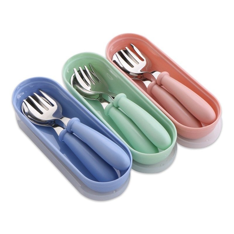 3pcs Children Spoon Forks Box Kids Stainless Steel Kids Cutlery Portable Baby Feeding Utensils Baby Spoons Baby Tableware Set - Image 12