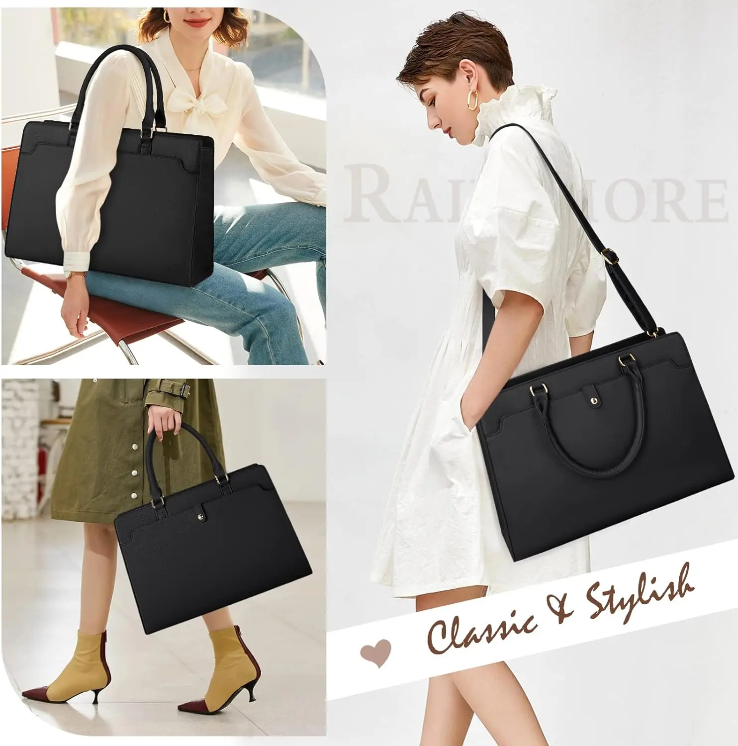 Large Capacity Laptop Bag for Women 15.6 Inch Laptop Tote Bag Leather Work Bag Waterproof Briefcase Business Office Computer Bag - Image 13