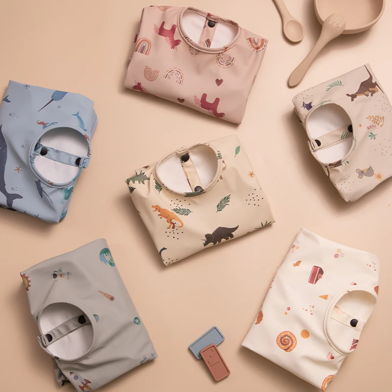Waterproof Newborn Baby Bibs Children's Painting Smock Bib with Long Sleeves for Boys Girls Easy Clean Feeding Apron Baby Stuff - Image 22