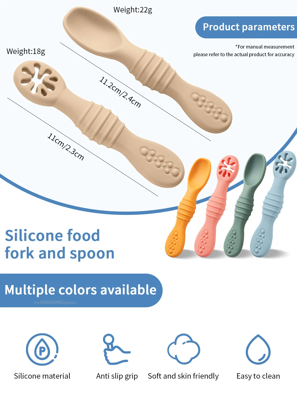 2pcs Baby Learning Spoons Set Baby Silicone Grinding Training Spoon Liquid Food Spoon Fork Utensils Baby Feeding Tableware - Image 13