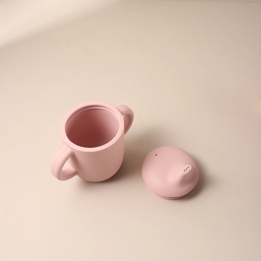 New solid 180ML Baby Silicone Sippy Cup BPA-Free Portable Feeding Cup Portable Learning Hand Shank Drinking Water training Cups - Image 6
