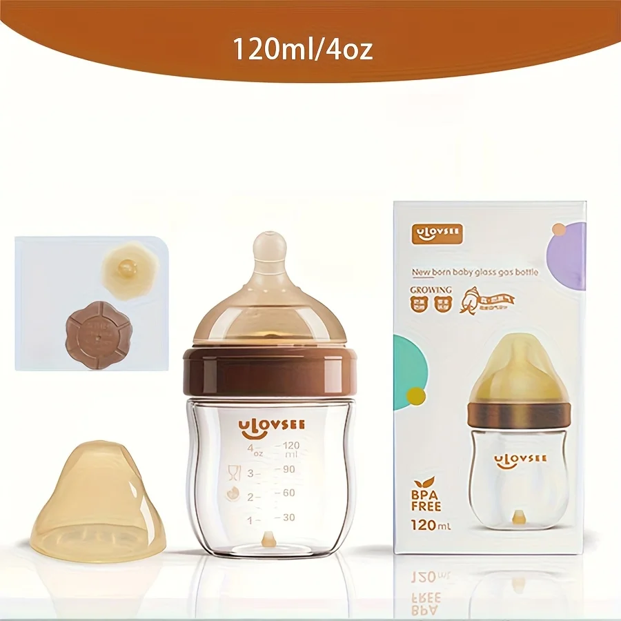 4oz,8oz High Borosilicate Glass Baby Bottles, Wide-Neck Feeding Bottle with Bottom Air Balance Hole/Valve, Glass Milk Bottle - Image 9