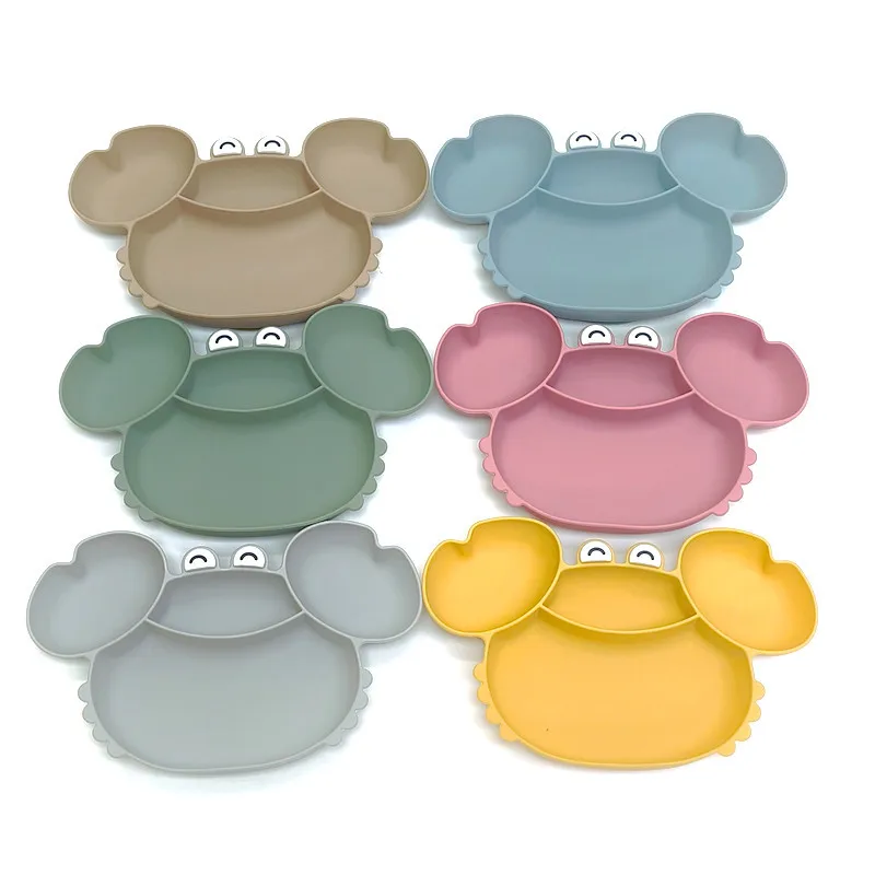 Children's silicone compartmentalized dinner plate cartoon plate baby auxiliary food tableware fall-proof with suction cups - Image 4
