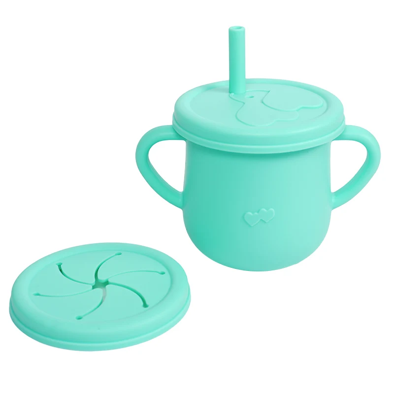 Silicone Baby Straw Cup - Cute Training Sippy Cup with Handles, Straws, Lids - Reusable Snack Cups Feeding Supplies for Toddlers - Image 15