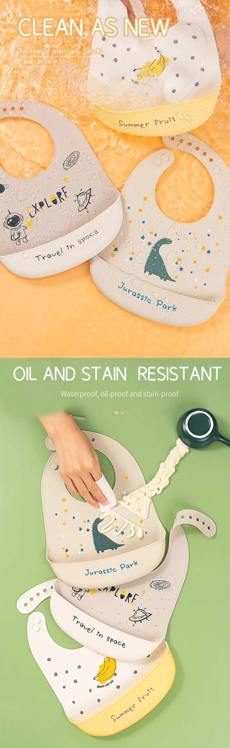 Silicone Baby Bib Waterproof Saliva Dripping Banana Bibs Cartoon Newborn Feeding Soft Aprons Baby Adjustable Burp Scarf - Image 24