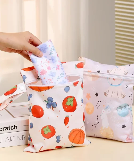 Reusable Waterproof Wet Dry Bag for Baby Cloth Diapers - Multifunction Baby Care Bag, Easy to Clean for Mom’s Daily & Travel Use