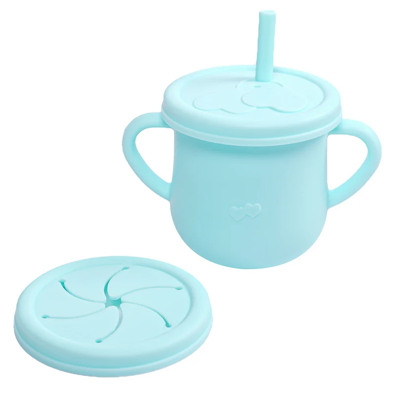Silicone Baby Straw Cup - Cute Training Sippy Cup with Handles, Straws, Lids - Reusable Snack Cups Feeding Supplies for Toddlers - Image 13