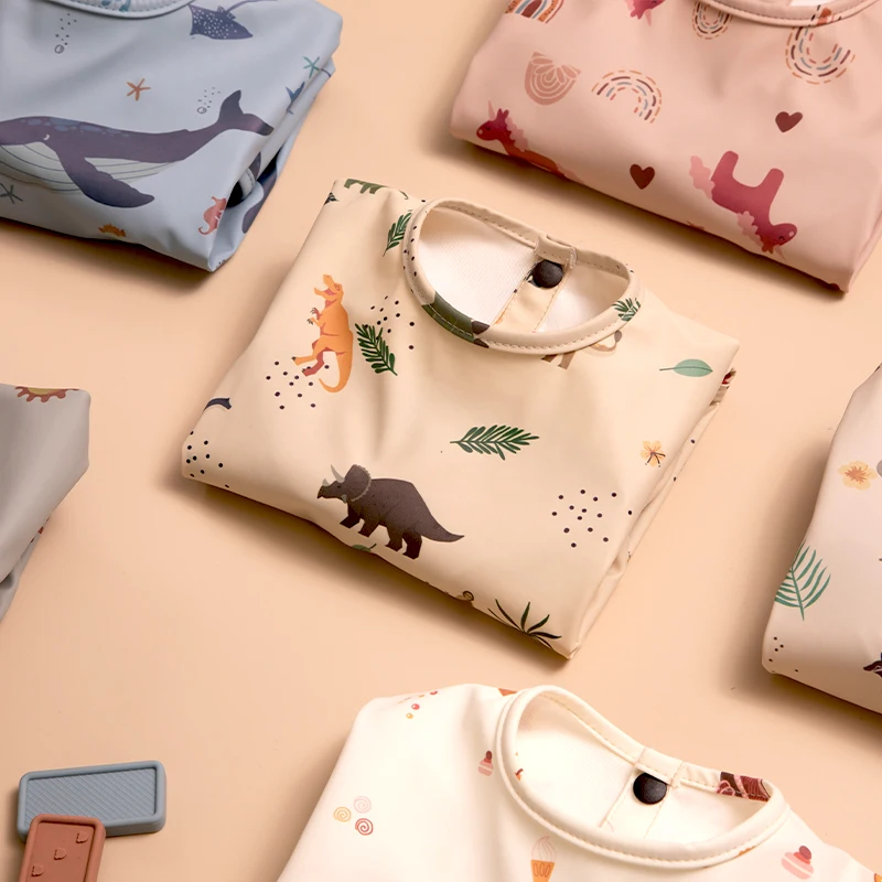 Waterproof Newborn Baby Bibs Children's Painting Smock Bib with Long Sleeves for Boys Girls Easy Clean Feeding Apron Baby Stuff - Image 2