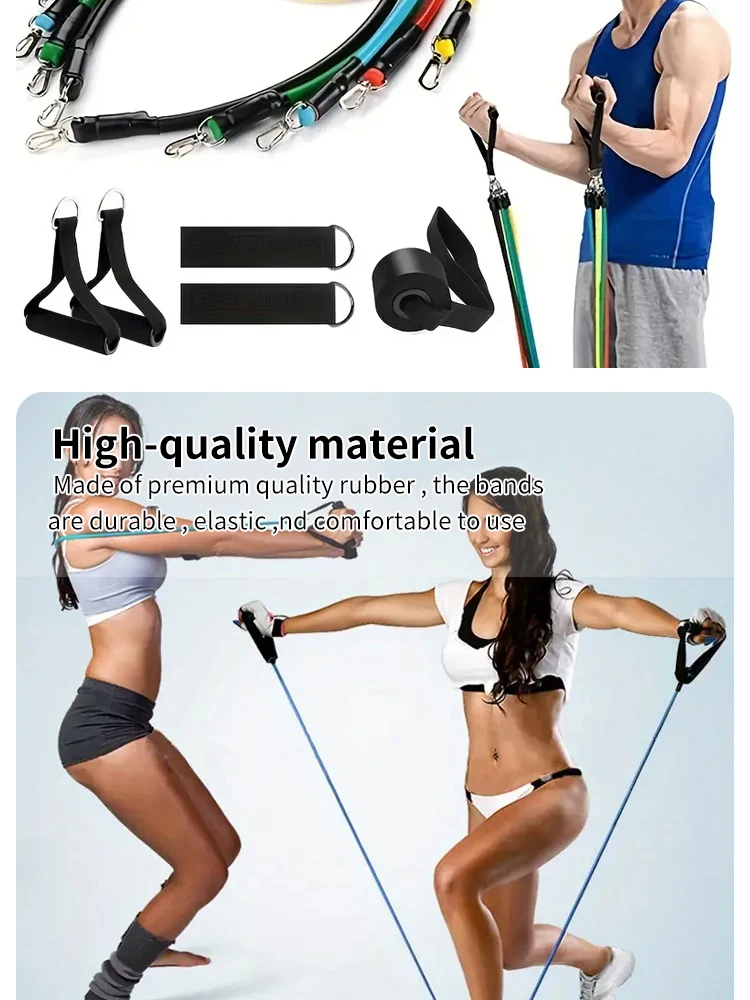 11 Pcs/Set TPE Resistance Band Set Fitness Band Pull Rope Elastic Training Band Handles Carry Bag Legs Ankle Straps - Image 12