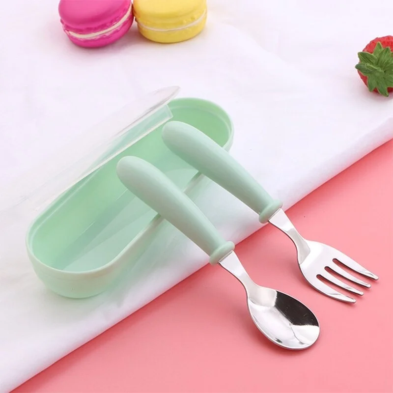 3pcs Children Spoon Forks Box Kids Stainless Steel Kids Cutlery Portable Baby Feeding Utensils Baby Spoons Baby Tableware Set - Image 7