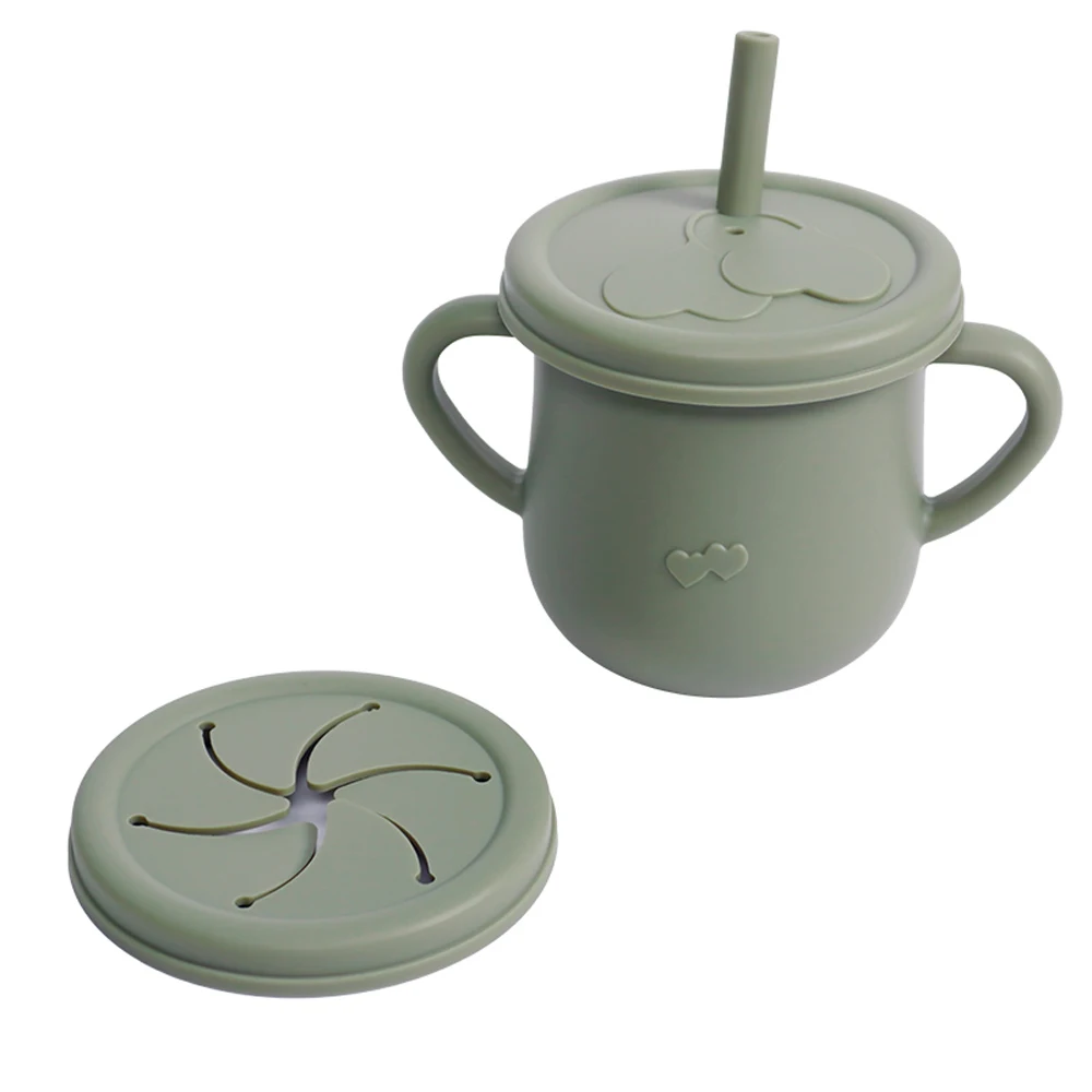 Silicone Baby Straw Cup - Cute Training Sippy Cup with Handles, Straws, Lids - Reusable Snack Cups Feeding Supplies for Toddlers - Image 11