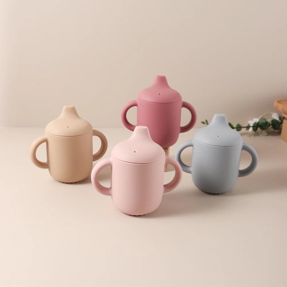 New solid 180ML Baby Silicone Sippy Cup BPA-Free Portable Feeding Cup Portable Learning Hand Shank Drinking Water training Cups - Image 4