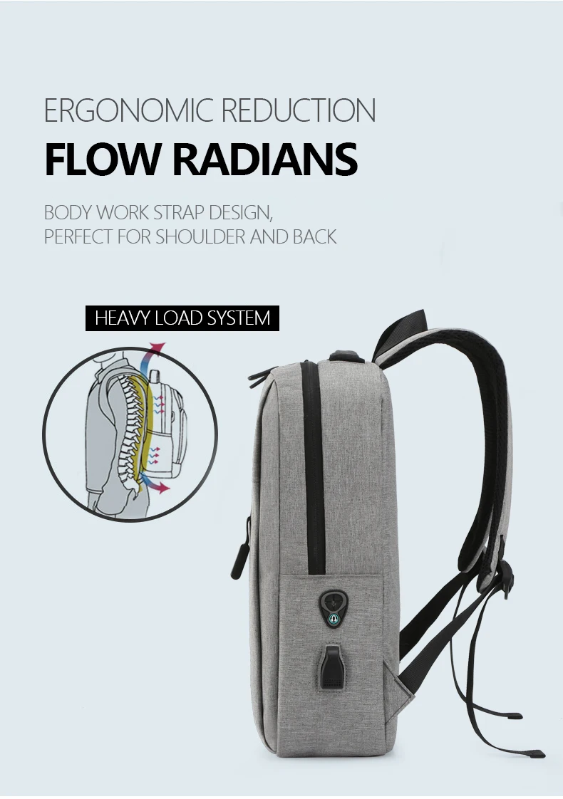 Unisex Business Casual Laptop Backpack with USB Interface Nylon Material Double Shoulder Backpack Lightweight Backpack - Image 20