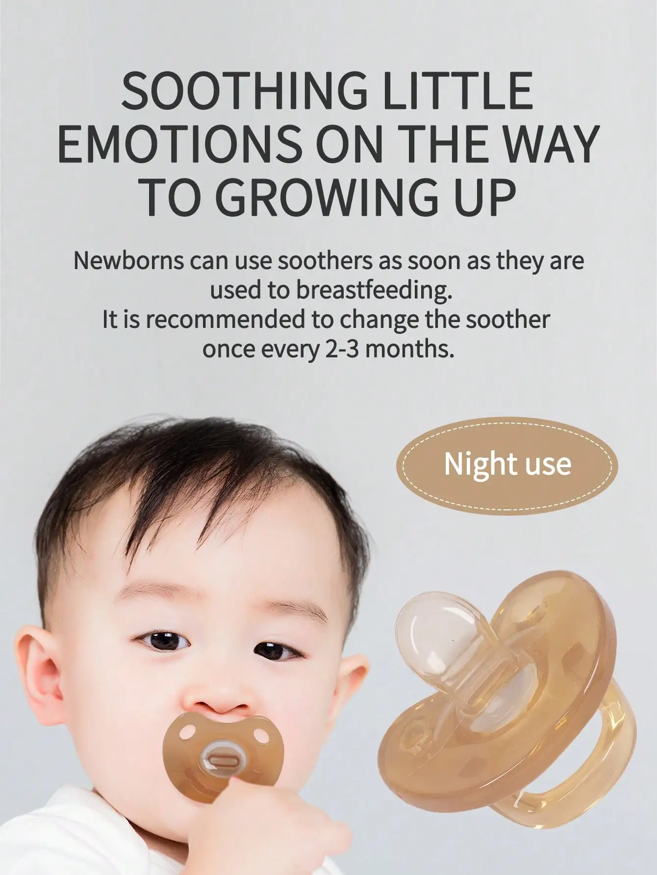 1 Pcs Baby Pacifier For Soothing Nighttime Sleep Flat Soft Breathable Design Baby Reborn Silicone For Baby Accessories Newborn