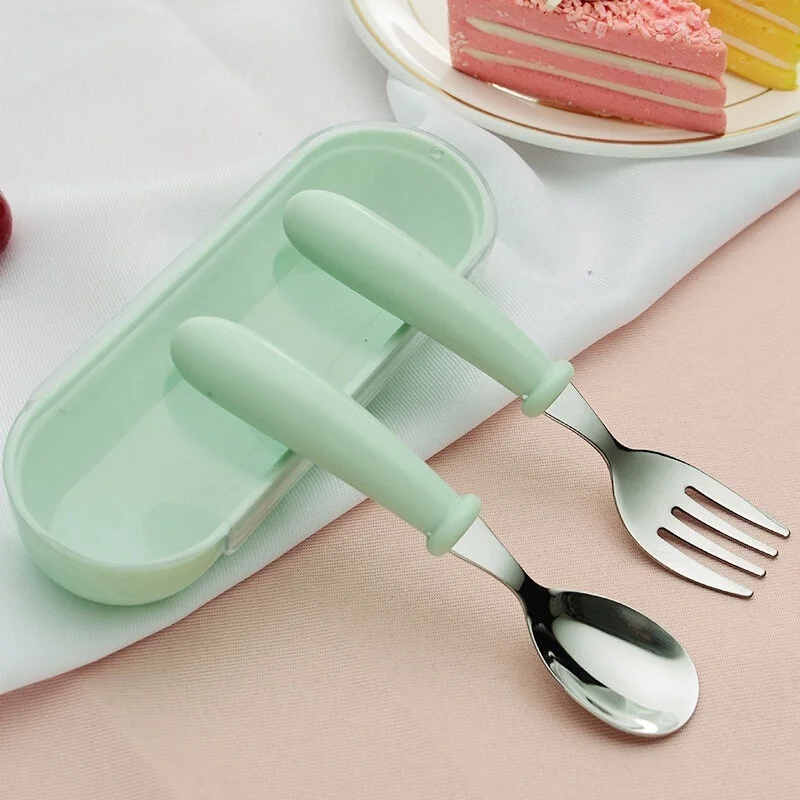 3pcs Children Spoon Forks Box Kids Stainless Steel Kids Cutlery Portable Baby Feeding Utensils Baby Spoons Baby Tableware Set - Image 3