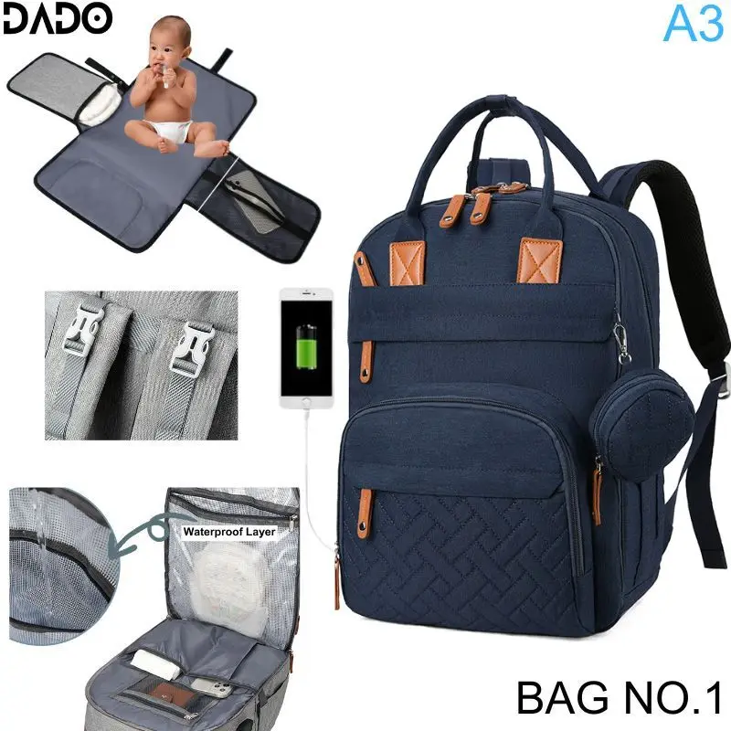 Diaper Bag Backpack Baby Essentials Travel Tote Multifunction Waterproof with Changing Station Pad Stroller Straps Big for Mommy - Image 10