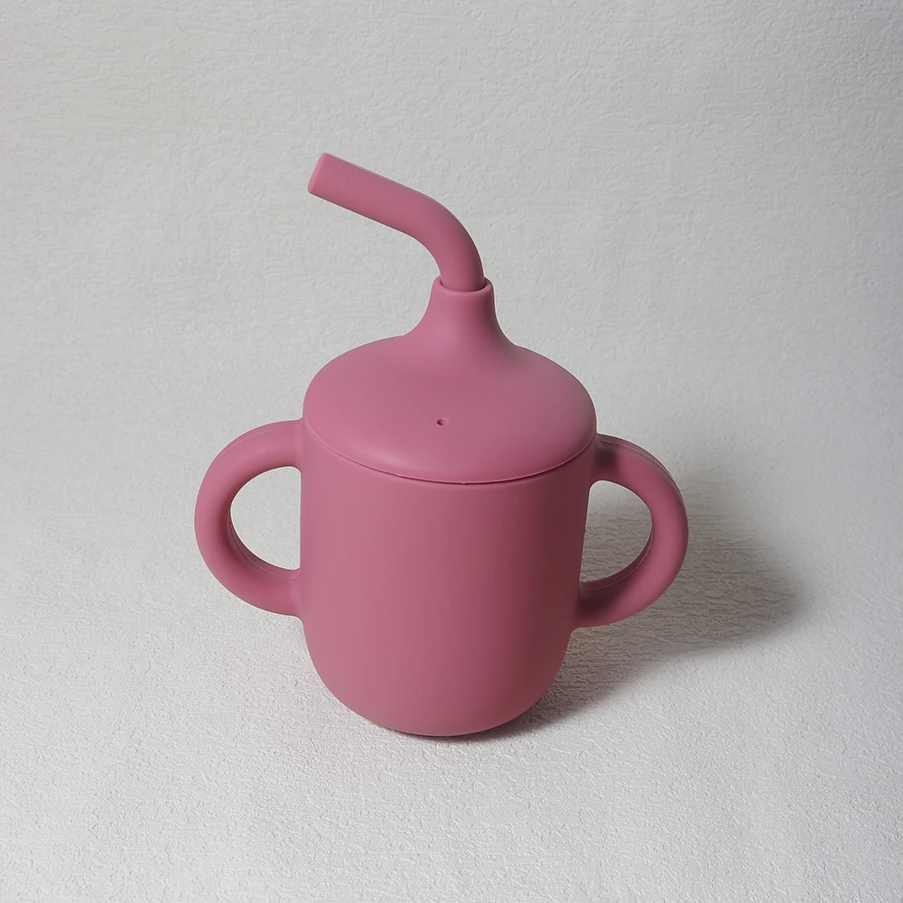 New solid 180ML Baby Silicone Sippy Cup BPA-Free Portable Feeding Cup Portable Learning Hand Shank Drinking Water training Cups - Image 7