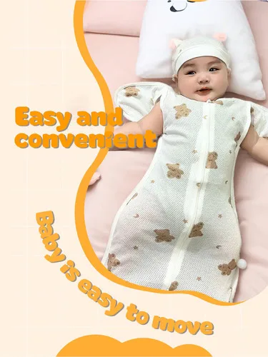 1pc Surrender-Style Baby Sleeping Bag- Dual Zipper Design, Soft and Breathable, Newborn Wearable Blanket with Bonus Hat - Image 10