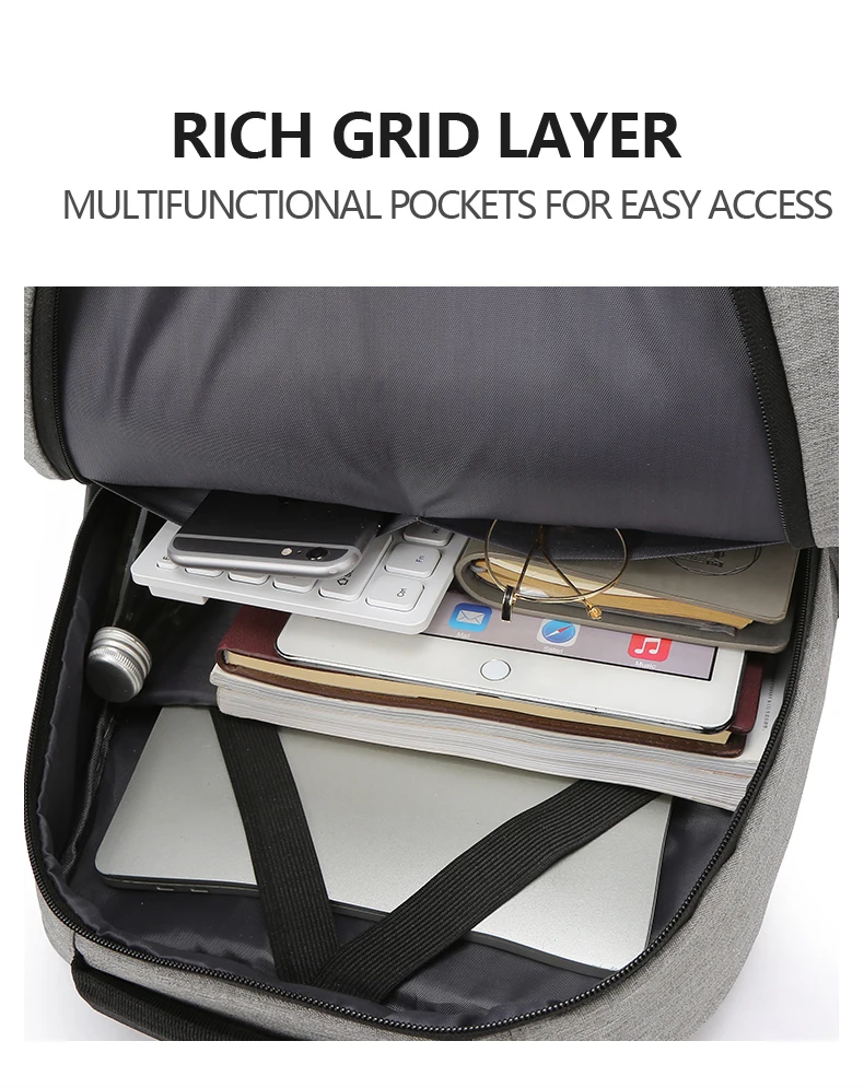 Unisex Business Casual Laptop Backpack with USB Interface Nylon Material Double Shoulder Backpack Lightweight Backpack - Image 19