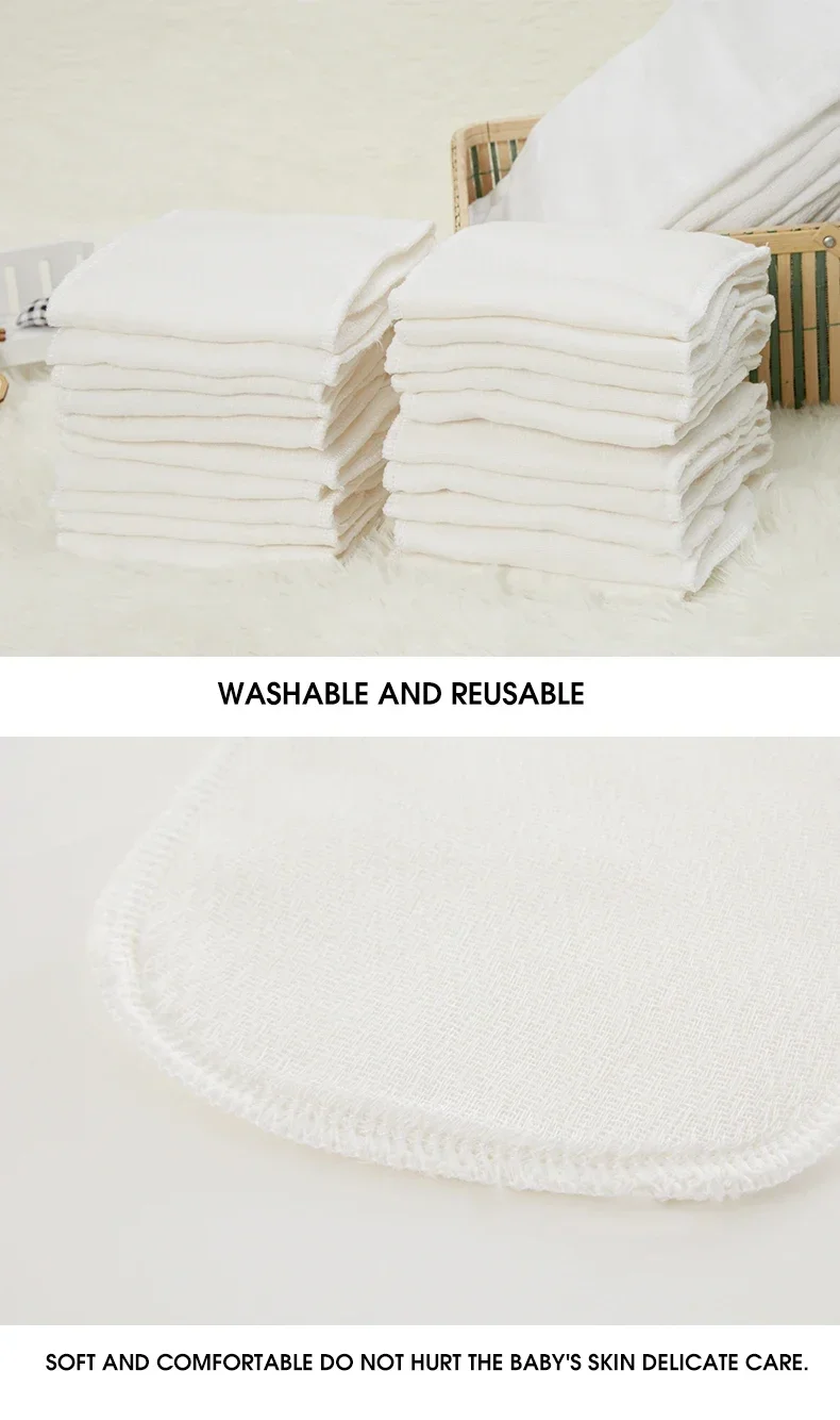 2/5pcs/10pcs Baby Reusable Diapers Washable Ecological Nappies Inserts Cotton Cloth Diapers for Children Breathable Absorbent - Image 18