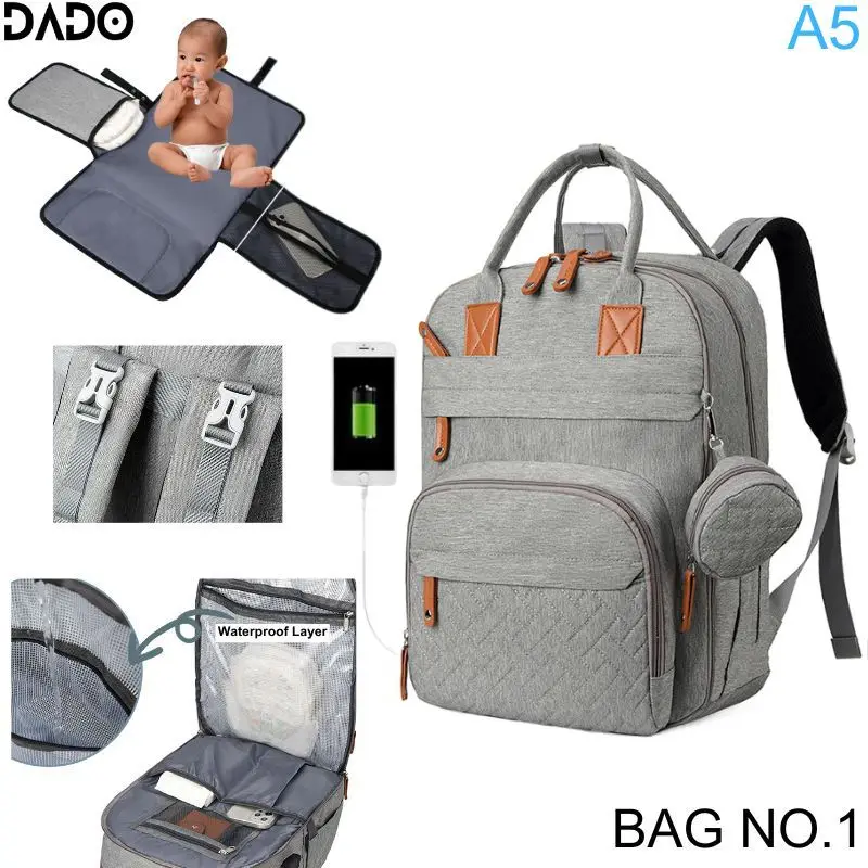 Diaper Bag Backpack Baby Essentials Travel Tote Multifunction Waterproof with Changing Station Pad Stroller Straps Big for Mommy - Image 9