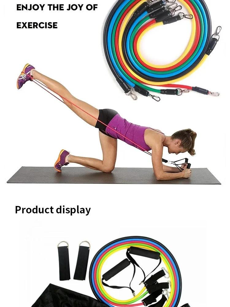 11 Pcs/Set TPE Resistance Band Set Fitness Band Pull Rope Elastic Training Band Handles Carry Bag Legs Ankle Straps - Image 14
