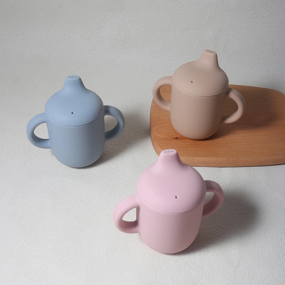 New solid 180ML Baby Silicone Sippy Cup BPA-Free Portable Feeding Cup Portable Learning Hand Shank Drinking Water training Cups - Image 21