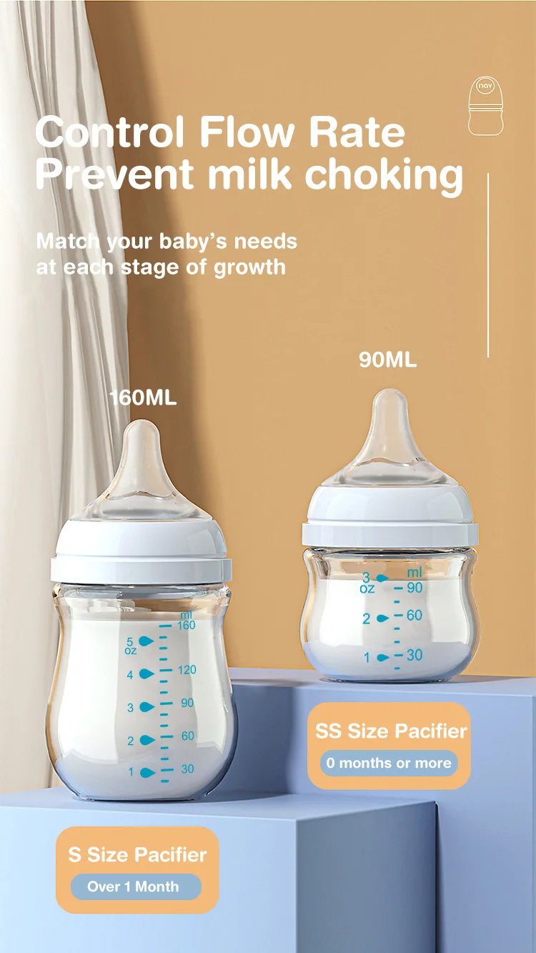 1PCS Newborn Feeding Bottles 90ML/160ML Baby Bottle Glass Bottles Anti-flatulence Milk Feeding Bottles Infant BPA free - Image 23