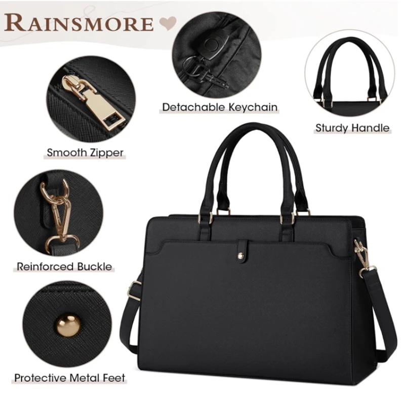 Large Capacity Laptop Bag for Women 15.6 Inch Laptop Tote Bag Leather Work Bag Waterproof Briefcase Business Office Computer Bag - Image 2