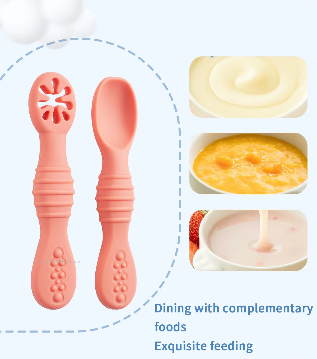 2pcs Baby Learning Spoons Set Baby Silicone Grinding Training Spoon Liquid Food Spoon Fork Utensils Baby Feeding Tableware - Image 15