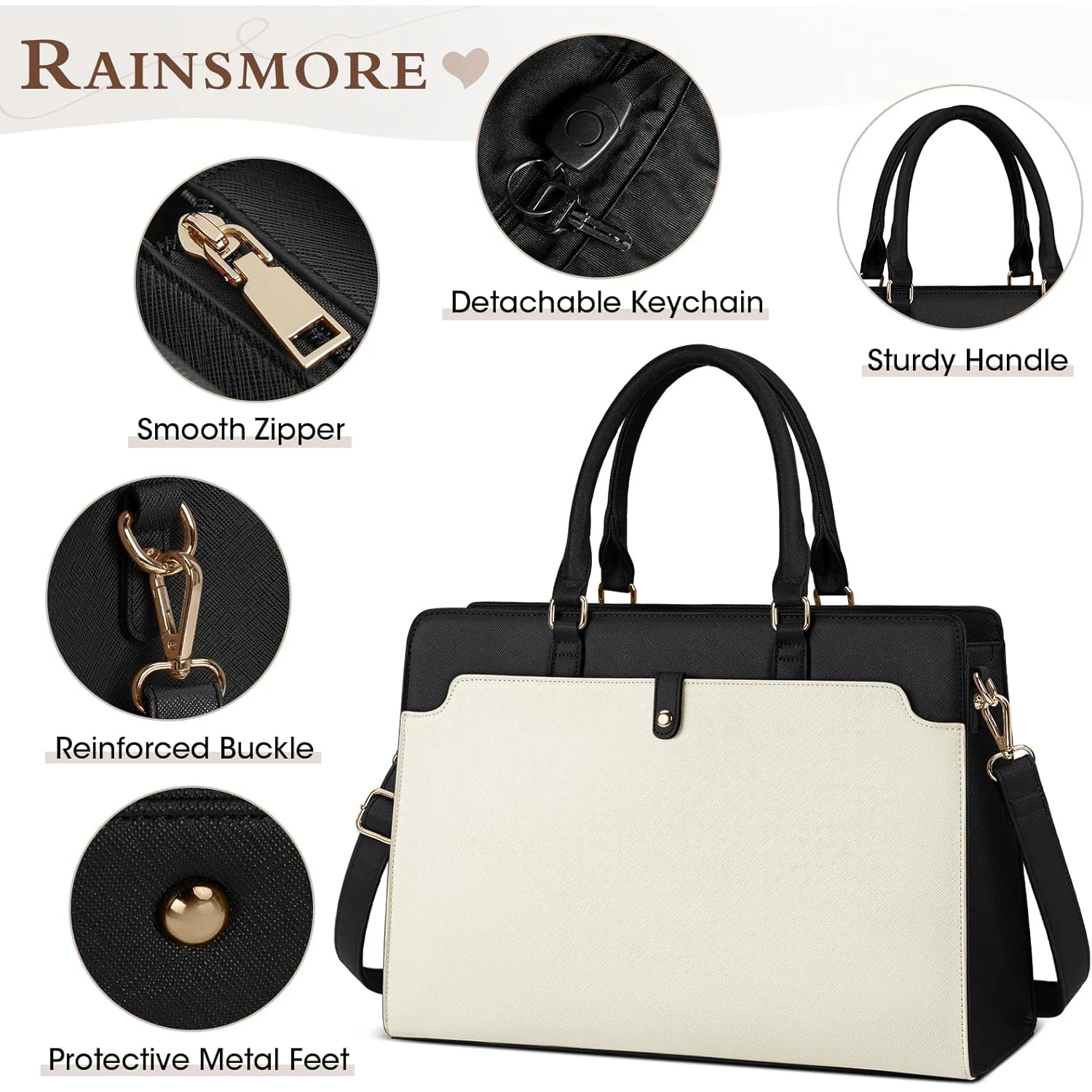 Large Capacity Laptop Bag for Women 15.6 Inch Laptop Tote Bag Leather Work Bag Waterproof Briefcase Business Office Computer Bag - Image 23