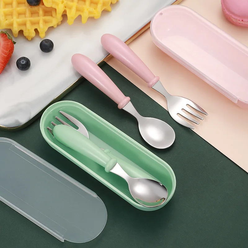 3pcs Children Spoon Forks Box Kids Stainless Steel Kids Cutlery Portable Baby Feeding Utensils Baby Spoons Baby Tableware Set - Image 5