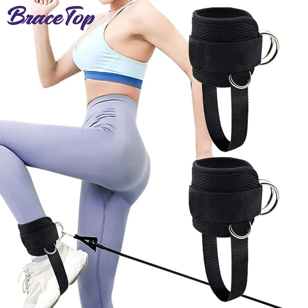 1/2Pcs New Ankle Straps for Cable Machines Kickbacks – Adjustable Comfort Ankle Cable Attachments for Gym Ankle Leg Extensions