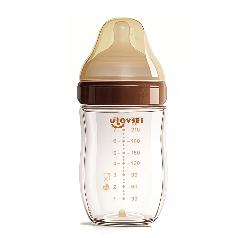 4oz,8oz High Borosilicate Glass Baby Bottles, Wide-Neck Feeding Bottle with Bottom Air Balance Hole/Valve, Glass Milk Bottle - Image 5