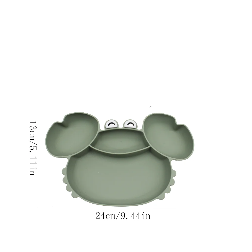 Children's silicone compartmentalized dinner plate cartoon plate baby auxiliary food tableware fall-proof with suction cups - Image 15