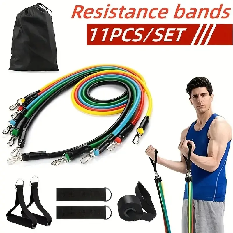 11 Pcs/Set TPE Resistance Band Set Fitness Band Pull Rope Elastic Training Band Handles Carry Bag Legs Ankle Straps - Image 3