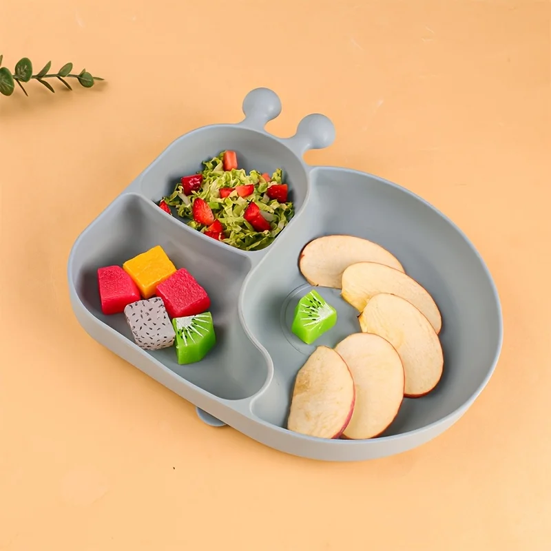 New Silicone Baby Food Plates with Suction Cups, Cartoon 3-Grid Dinner Plate, Anti-Drop Children's Feeding Tableware - Image 11