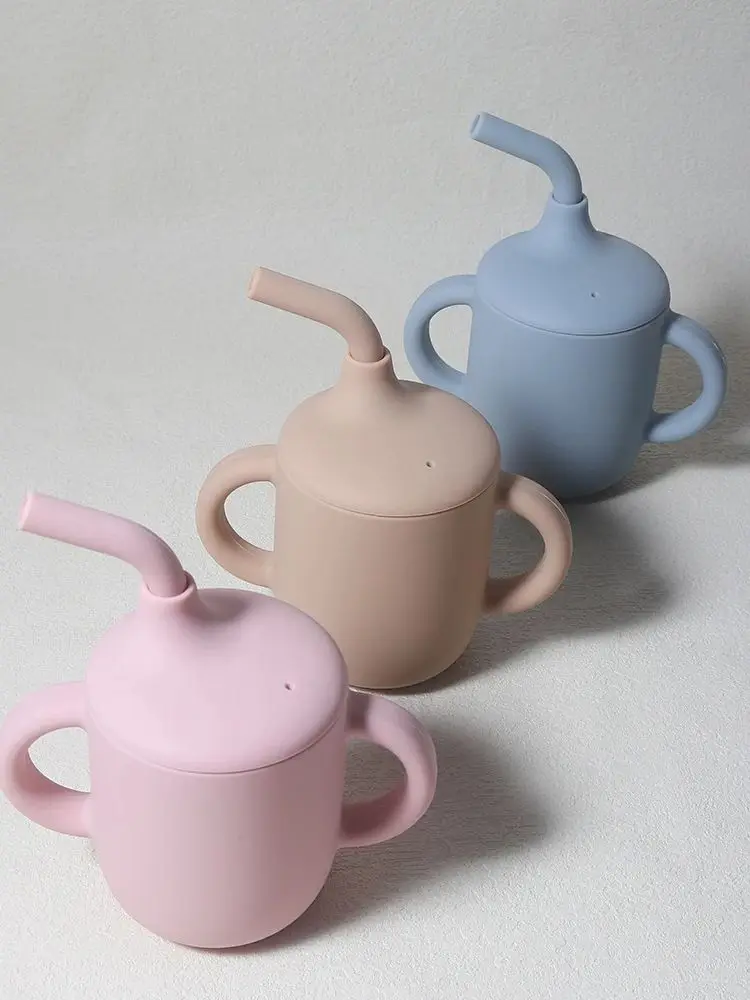 New solid 180ML Baby Silicone Sippy Cup BPA-Free Portable Feeding Cup Portable Learning Hand Shank Drinking Water training Cups - Image 16