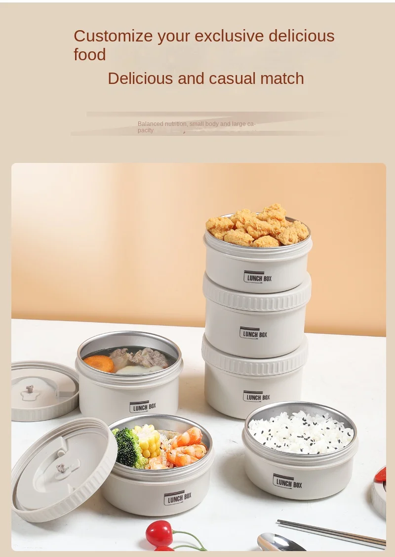 Lunch Box Portable Insulated Lunch Container Set Stackable Bento Stainless Steel Lunch Container - Image 14